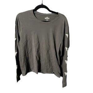 Hollister black long sleeve tshirt butterfly size M Y2K